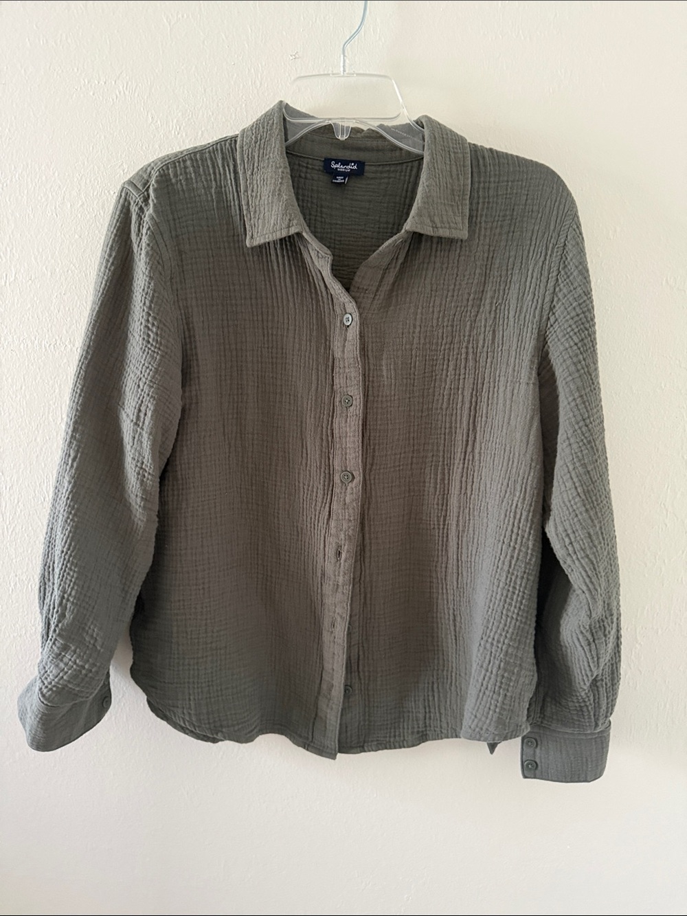 Splendid Olive Ava Gauze Button-Down Shirt